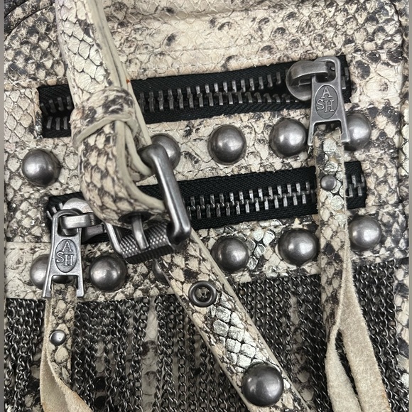 Ash Moxy Python Snakeskin Leather Studded Crossbody Bag - Picture 5 of 13